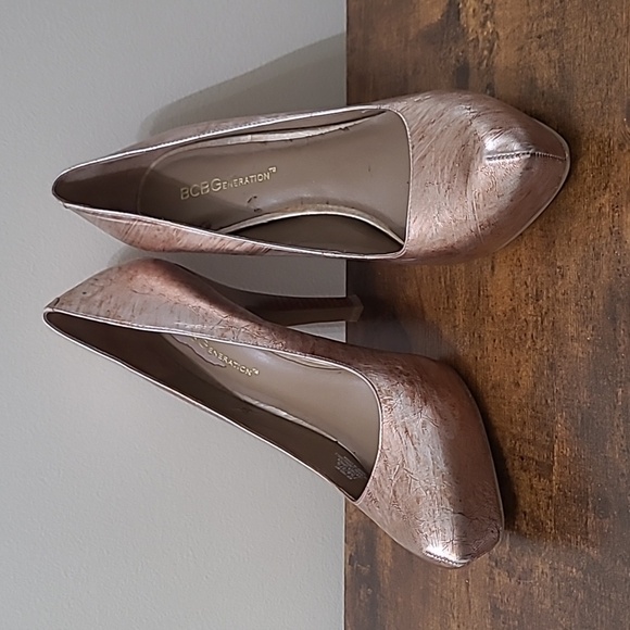 BCBGENERATION Women's Holmy Gold & Brown Marbled-Look Heels Size 7.5 - Picture 1 of 14